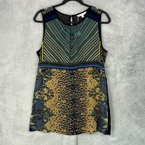 New Cabi Womens Style #565 Buchanan Top Sz L Leopard Stripe multi color artsy